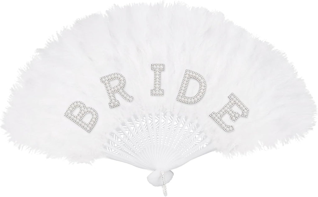 Aprince Bride to Be Fan Bridal Shower Gifts for Wedding Bachelorette Party Decorations White Pearl Feather Fan Bride Outfit Accessories