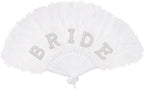 Aprince Bride to Be Fan Bridal Shower Gifts for Wedding Bachelorette Party Decorations White Pearl Feather Fan Bride Outfit Accessories