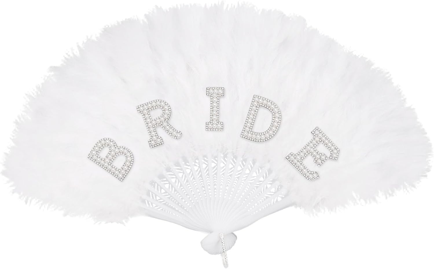 Aprince Bride to Be Fan Bridal Shower Gifts for Wedding Bachelorette Party Decorations White Pearl Feather Fan Bride Outfit Accessories