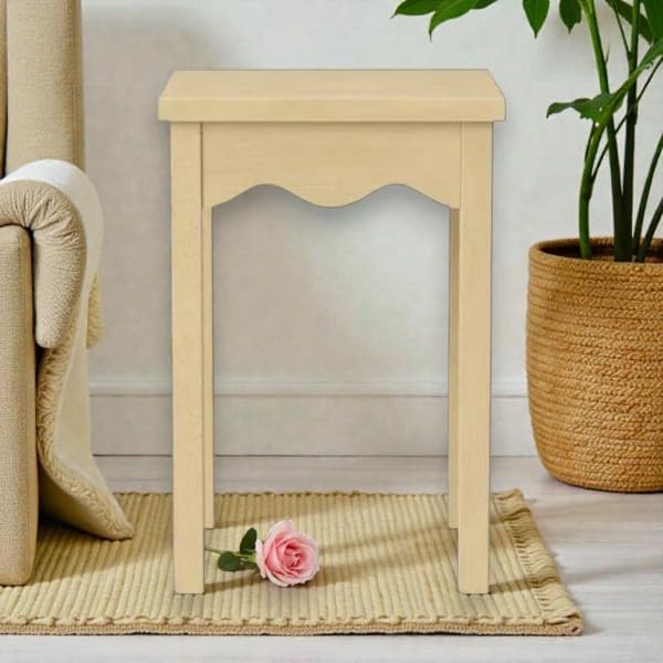 Natural Wavy Accent Side Table, Modern Sculptural End Table with Two-Tone Wood Finish, Small Square Nightstand for Living Room, Bedroom, Plant Stand & Small Spaces, 24 Inch