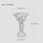 Modern Accent TableLiving Room White Deer Statue Contemporary‌ Faux Marble Night Stand Side Table with White Deer Base Reception Area & Bedroom（Width 19.69" ——Tall 25.59"）