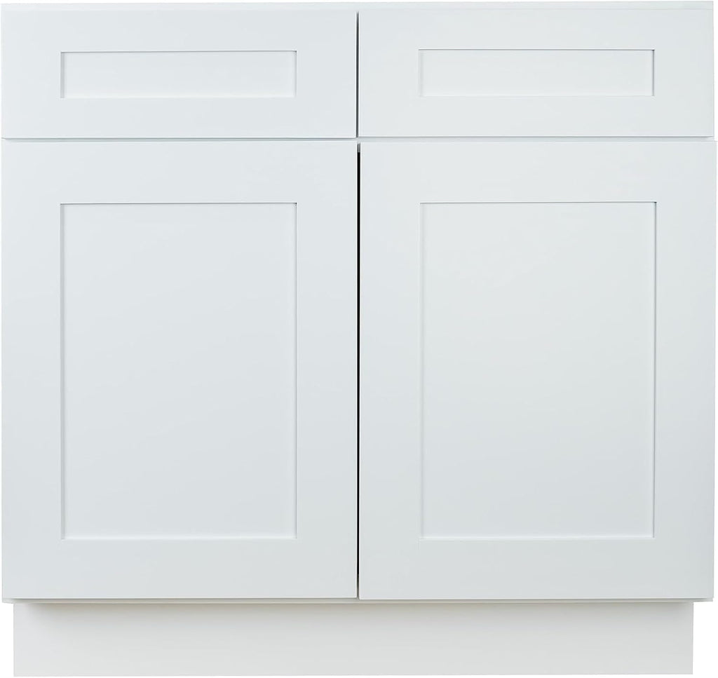 Hollywood Fabiani Design Base Kitchen Cabinet - 33 in. W x 24 in. D x 34.5 in. H, Shaker White, Solid Wood Frame, 1/2-Inch Cabinet-Grade Plywood Box, Soft-Close Door, Ready to Assemble