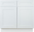 Hollywood Fabiani Design Base Kitchen Cabinet - 30 in. W x 24 in. D x 34.5 in. H, Shaker White, Solid Wood Frame, 1/2-Inch Cabinet-Grade Plywood Box, Soft-Close Door, Ready to Assemble