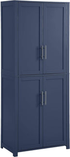 Maykoosh Tall Kitchen Pantry - Storage Cabinet with Adjustable Shelves - Navy