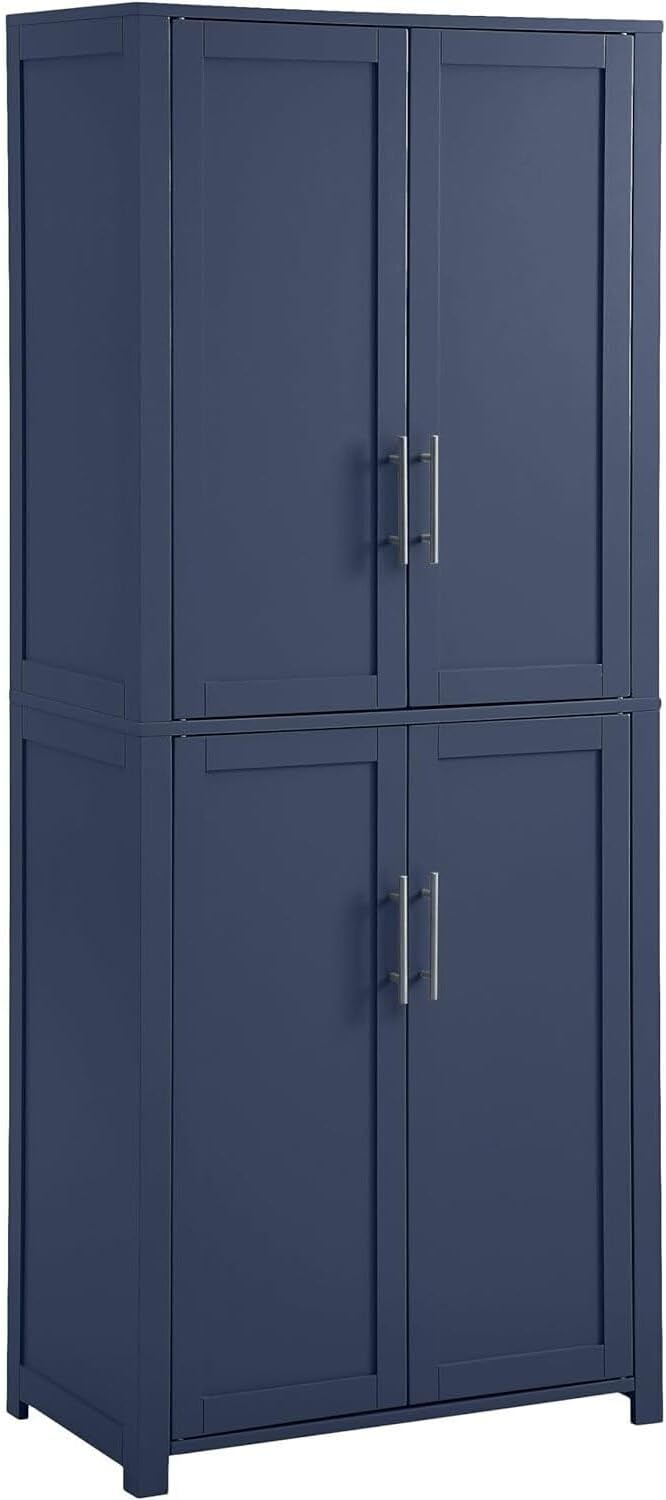 Maykoosh Tall Kitchen Pantry - Storage Cabinet with Adjustable Shelves - Navy