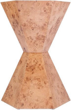 Beaumont Lane Hexagon Modern Wood Side Table, Mappa Burl Veneer, Medium Brown Finish, 20" W x 20" D x 28.5" H, Drum Shape Design, Fully Assembled End Table for Living Room, Office, or Bedroom Use