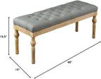 Roundhill Furniture Habit Solid Wood Button Tufted Dining Bench, Grey