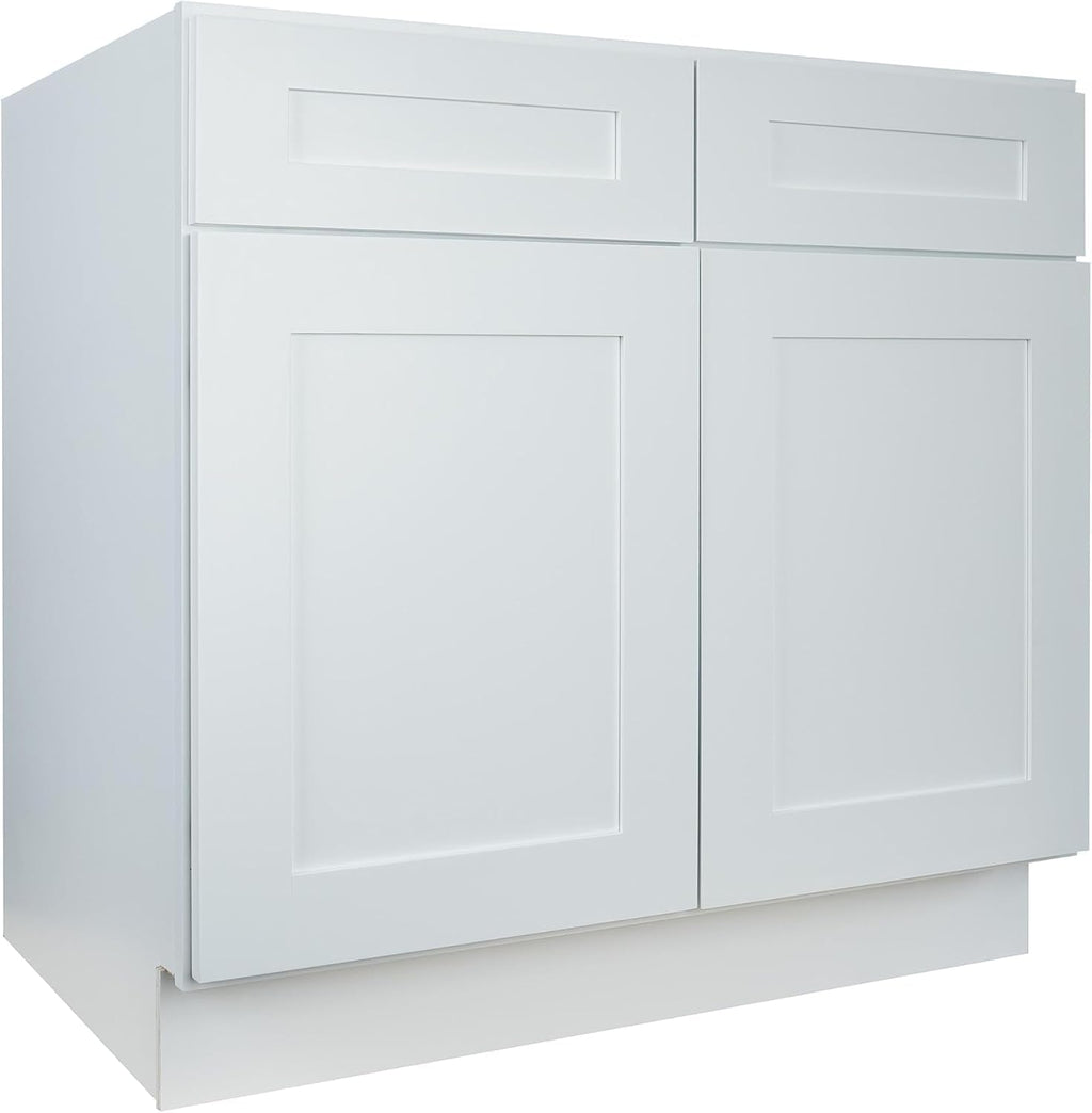 Hollywood Fabiani Design Base Kitchen Cabinet - 30 in. W x 24 in. D x 34.5 in. H, Shaker White, Solid Wood Frame, 1/2-Inch Cabinet-Grade Plywood Box, Soft-Close Door, Ready to Assemble