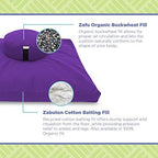 Bean Products Meditation Cushion Mat Set - Zafu Floor Pillow Organic Buckwheat Pillow + Cotton Filled Zabuton Prayer Pad - Meditation Pillow Yoga Knee Pad - Made in USA - 14" Round or 18" Oval