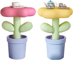 Creative Resin Flower-Shaped Side Table, Distinctive End Table for Apartment Decor, Funky Coffee Table, Cute Small Nightstand for Bedroom, Living Room(Yellow)