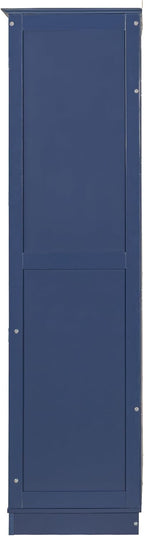 Merax Kitchen Pantry Cabinet with 2 Glass Doors & 4 Large Drawers, Pine Wood Frame & Higher Shelf‌ Height, Freestanding Storage Cabinet for Kitchen Dining Room Living Room, 44.7"x20"x75" (Blue)