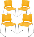Waiting Room Pack of 4 Plastic Chairs for Office Guest & Reception, Stacking for Meeting Room, Office Lobby, Yellow