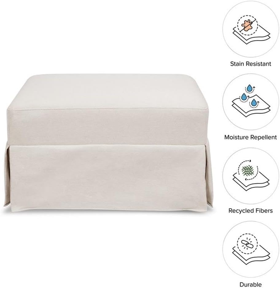 Namesake Gliding Ottoman in Performance Cream Eco-Weave, Water Repellent & Stain Resistant, Greenguard Gold & CertiPUR-US Certified