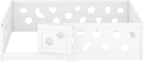 Full Size Floor Bed with Heightened Safety Guardrails and Door, Solid Wood Bede with Rails for Girls, Boys, Teens, Child Bedroom, Playroom, No Slats Included, White BS981