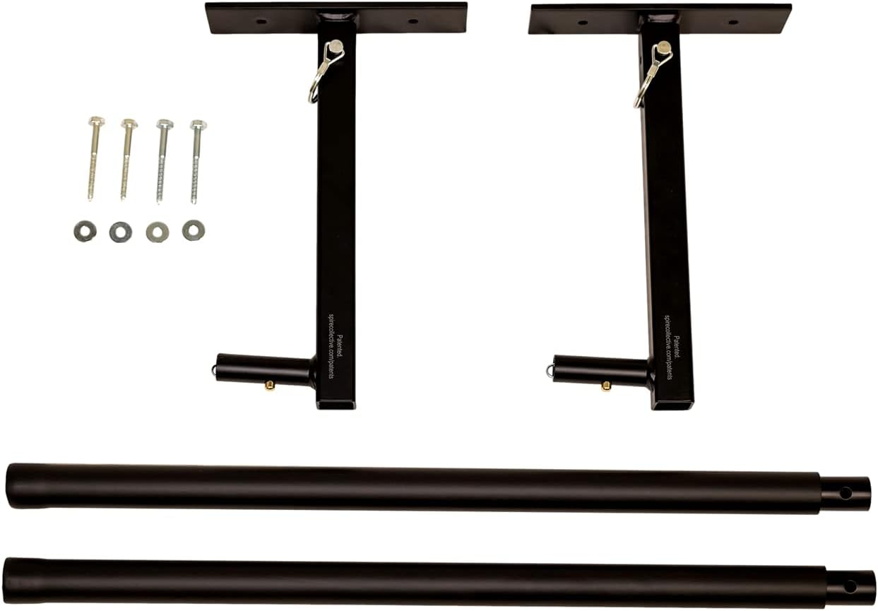 StoreYourBoard Adjustable Overhead Ladder Rack – Garage Organizer Ladder Shelf for Step & Extension Ladders - Storage Racks and Shelving for Garage Organization - Ceiling Mounted - Holds 75 lbs