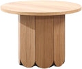 Round Wood End Table with Thickened Top and Petal-Shaped Base, Space-Saving Side Table for Living Room, Bedroom, or Sofa