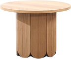 Round Wood End Table with Thickened Top and Petal-Shaped Base, Space-Saving Side Table for Living Room, Bedroom, or Sofa