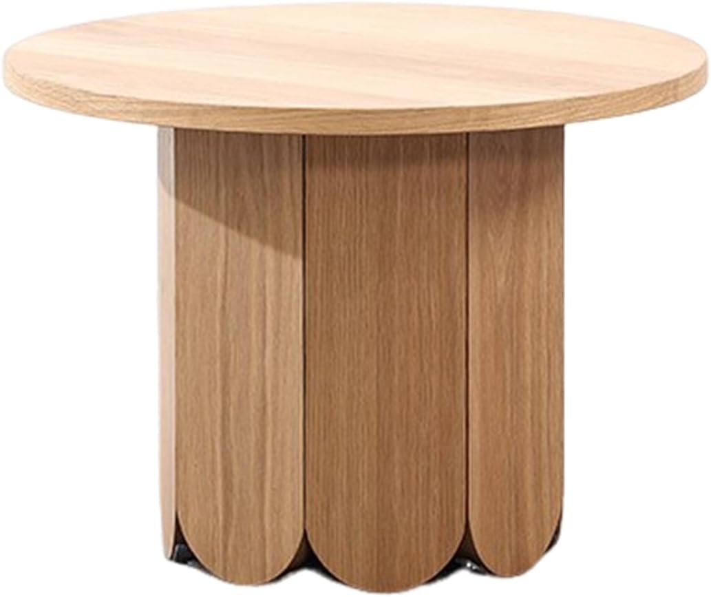 Round Wood End Table with Thickened Top and Petal-Shaped Base, Space-Saving Side Table for Living Room, Bedroom, or Sofa