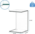 15.36" 2-Piece Glass End Table, C Shaped Side Table Set of 2 Clear Tempered Glass Snack Table Modern Nightstand Bedside Table for Living Room, Bedroom, Office, Bathroom