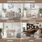 UVV Upholstered Dining Chairs Set of 2, Modern Kitchen Chair Dining Room Chair with 4 Casters, Linen Armchair for Bedroom Reading Room Living Room, Beige