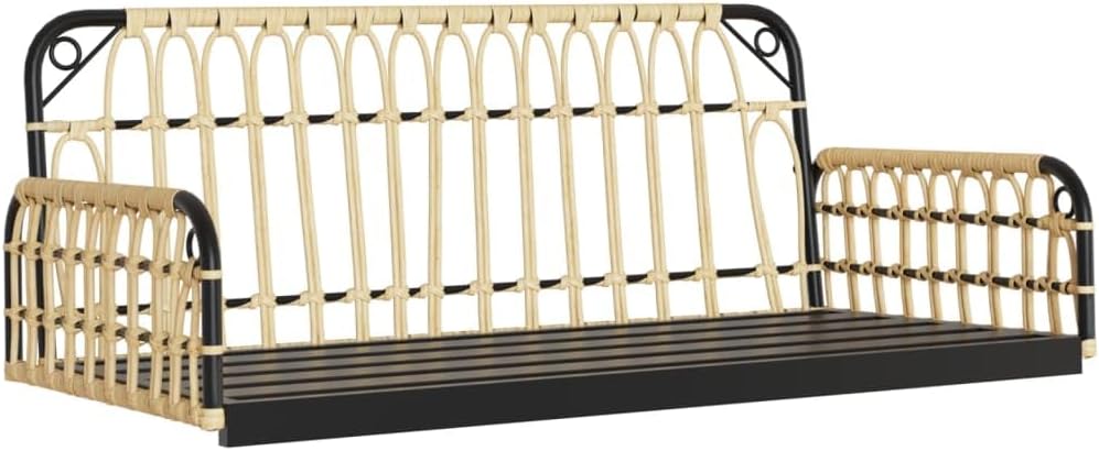 Swing Bench Brown, Black, Cream White PE Rattan, Powder-Coated Steel,Outdoor Swing Bench with Comfortable Cushions for Garden or Patio Patio Furniture
