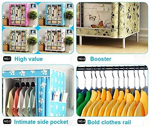 Wardrobe Simple Wardrobe Fabric Folding Clothes Storage Cabinet DIY Assembly Reinforced Frame Bedroom Organizer for Home Dorm Clothing Closet Wardrobe Rack (Color : B)