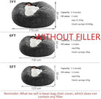 HDMLDP Bean Bag Chair for Adults Kids Without Filling Comfy Fluffy Giant Round Beanbag Lazy Sofa Cover for Reading Chair Floor Chair, 6FT, Black