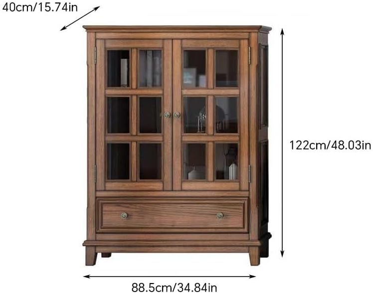 Entryway Cabinet Countryside Solid Wood Dining Sideboard Wine Cabinet Living Room Restaurant Glass Ash Wood Retro Simple Sideboard Storage Cabinet