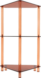 Brown Triangle Acrylic Side Table, 3 Tier Triangle End Table, 22.05lbs Capacity Small Side Table for Living Rooms, Bedrooms, Offices (Brown, 11.8'' L x 11.8'' W x 26'' H)