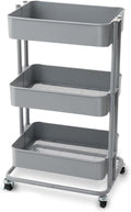 Iris Plaza Kitchen Wagon, Seasoning Rack, Basket Storage, 3 Tiers, with Wheels, Width 17.5 x Depth 13.8 x Height 30.7 inches (44.5 x 35 x 78 cm), Gray