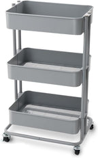 Iris Plaza Kitchen Wagon, Seasoning Rack, Basket Storage, 3 Tiers, with Wheels, Width 17.5 x Depth 13.8 x Height 30.7 inches (44.5 x 35 x 78 cm), Gray