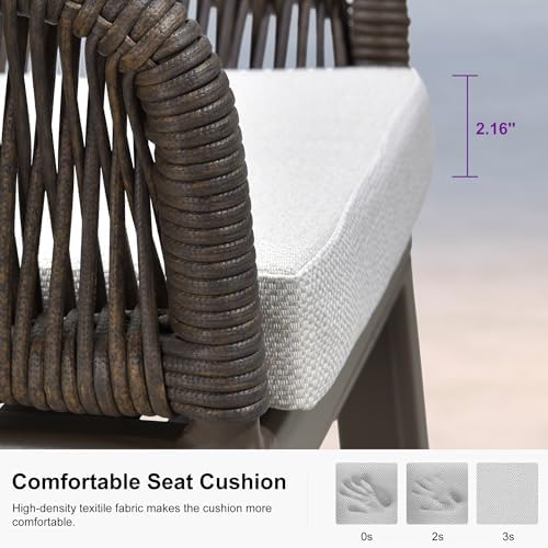 PURPLE LEAF Outdoor Wicker 29" Bar Stools Set of 2, Boho Patio Bar Height Chair with Cushion and Back for Outdoor and Indoor, Garden, Patio, Coffee