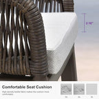 PURPLE LEAF Outdoor Wicker 29" Bar Stools Set of 2, Boho Patio Bar Height Chair with Cushion and Back for Outdoor and Indoor, Garden, Patio, Coffee