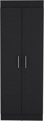 Modern Kitchen Pantry, Storage Cabinet with 2 Doors and Multiple Shelves, Black, Engineered Wood, for Dining Room, Easy to Clean