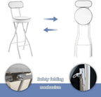 Folding Bar Stool with Steel Frame and Comfortable Back for Home Kitchen Events Padded Tall Chair(Black,70cm/27.5in)
