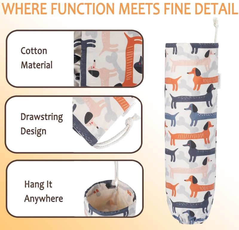 TOGETRUE Plastic Bag Holder, Cute Grocery Bag Holder for Plastic Bags, Wall Mount Bags Dispenser for Home Kitchen Decor (Dog)
