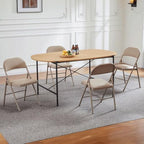 Padded Folding Chairs Set of 2, Portable Stackable Acrylic with Cushion for Outdoor Activities, Indoor Gatherings, Living Rooms and Office Meetings, Khaki