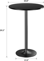 Shahoo Round Bar Table, Cocktail Table with Metal Base & MDF Top, Counter Height Pub Table for Dining Room, Living Room, Kitchen, Bar, Pub, Cafe, Black