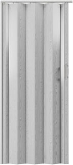 36 x 80 Inch Accordion Door - PVC Foldable Interior Folding Door with Trimmable Height, Track Hardware Kit, Magnetic Closure for Closet Bedroom Room Divider, Grey
