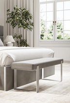 VANT Upholstered Bed Bench - Vintage Leather Jet Black - Matte Black - Contemporary Modern, Bedroom Bench Seat, Hallway, or Entryway