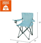 Four-Fold Camping Chair with Cup Holder, Vintage Blue