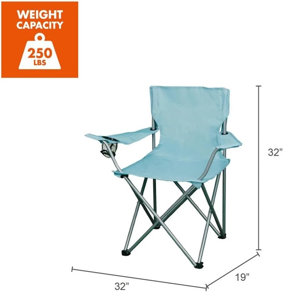 Four-Fold Camping Chair with Cup Holder, Vintage Blue