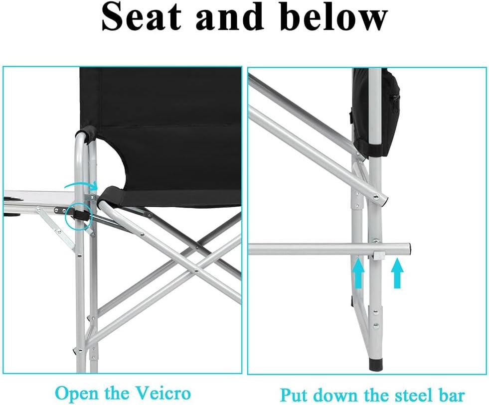Silver White Iron Pipe Black Cloth Surface Plastic Sprayed Iron Round Pipe Director's Chair 103 * 60 * 499cm 120kg Without Carrying Bag