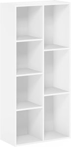 Furinno LUDER Book Shelf, 7-Cube Bookshelf, Bookcase with Open Shelves, 9.4 x 19.5 x 41.7, Easy Assembly, for Living Room, Bedroom, Home Office, Plain White
