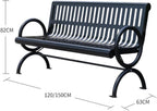 Patio Benches for Outdoors Outdoor Iron Park Chair Double Black Metal Bench Backrest Community Square Welded Seat Garden Benches for Outdoors