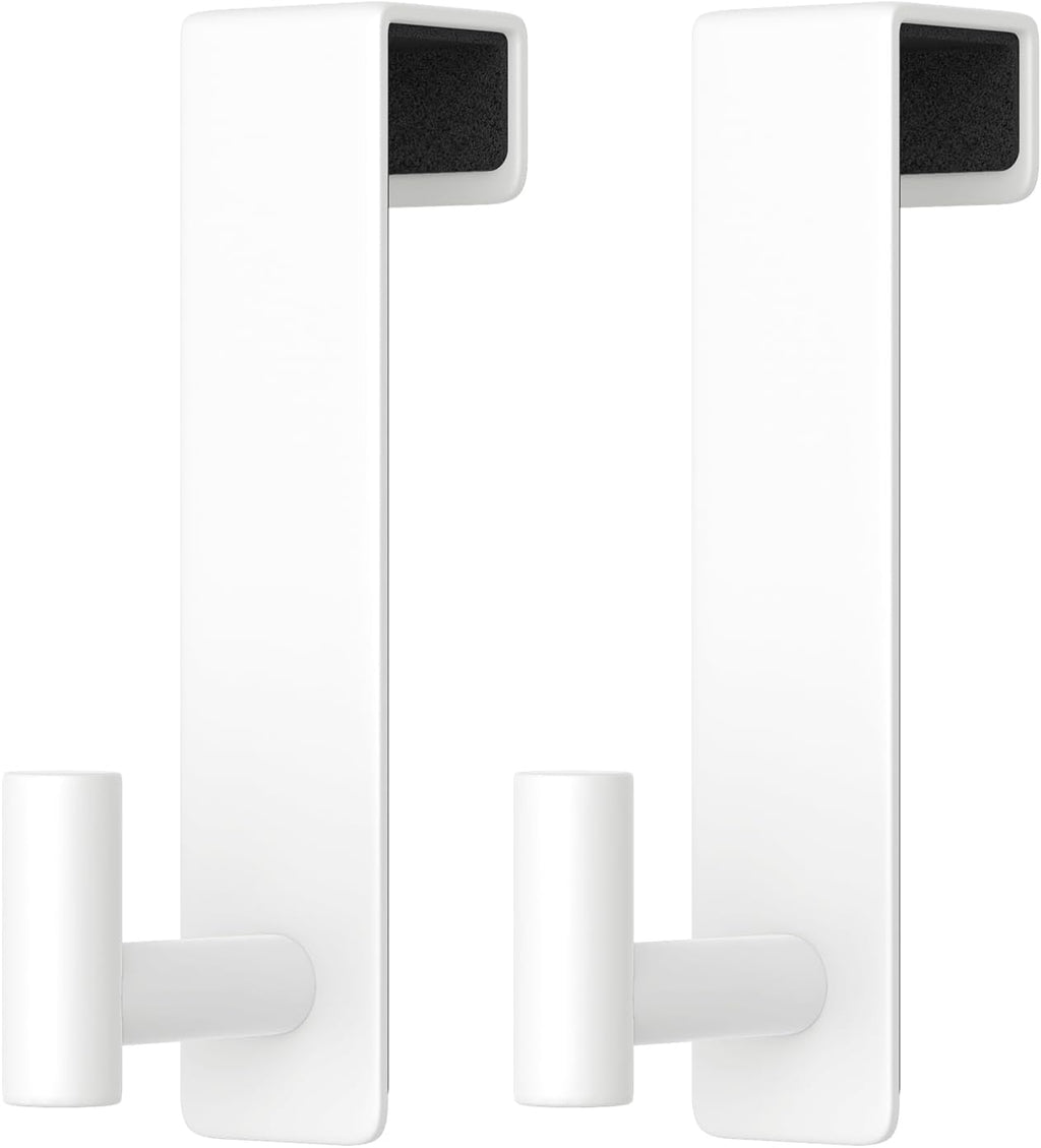 PMMASTO 2-Pack Over The Door Hooks - Rustproof Stainless Steel Door Hangers for 1-3/4 Inch Doors, Non-Marking and Tool-Free Easy Install (White, T Shape-Fits 1-3/4" Thick Door)