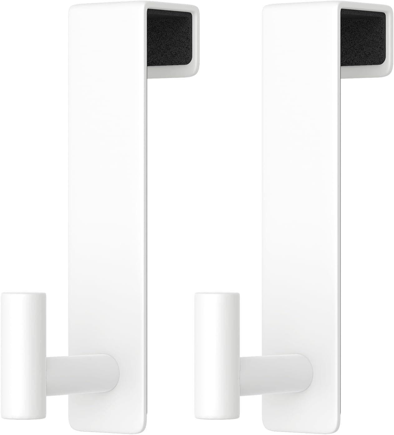 PMMASTO 2-Pack Over The Door Hooks - Rustproof Stainless Steel Door Hangers for 1-3/4 Inch Doors, Non-Marking and Tool-Free Easy Install (White, T Shape-Fits 1-3/4" Thick Door)
