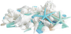 Nautical Crush Trading Sea Shells - White Real Mixed Beach Seashells (1lb) with Starfish & Sea Glass - Shells for Crafts - Ocean Decor - Beach Party Decorations - Seashell Decor - Large Shells Crafts