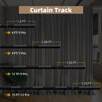 MLOQI Curtain Tracks Ceiling Wall Mounted with Soundproof Strips, Curtains Tracks Rails System, Black Ceiling Track for Curtains 3-6 Feet