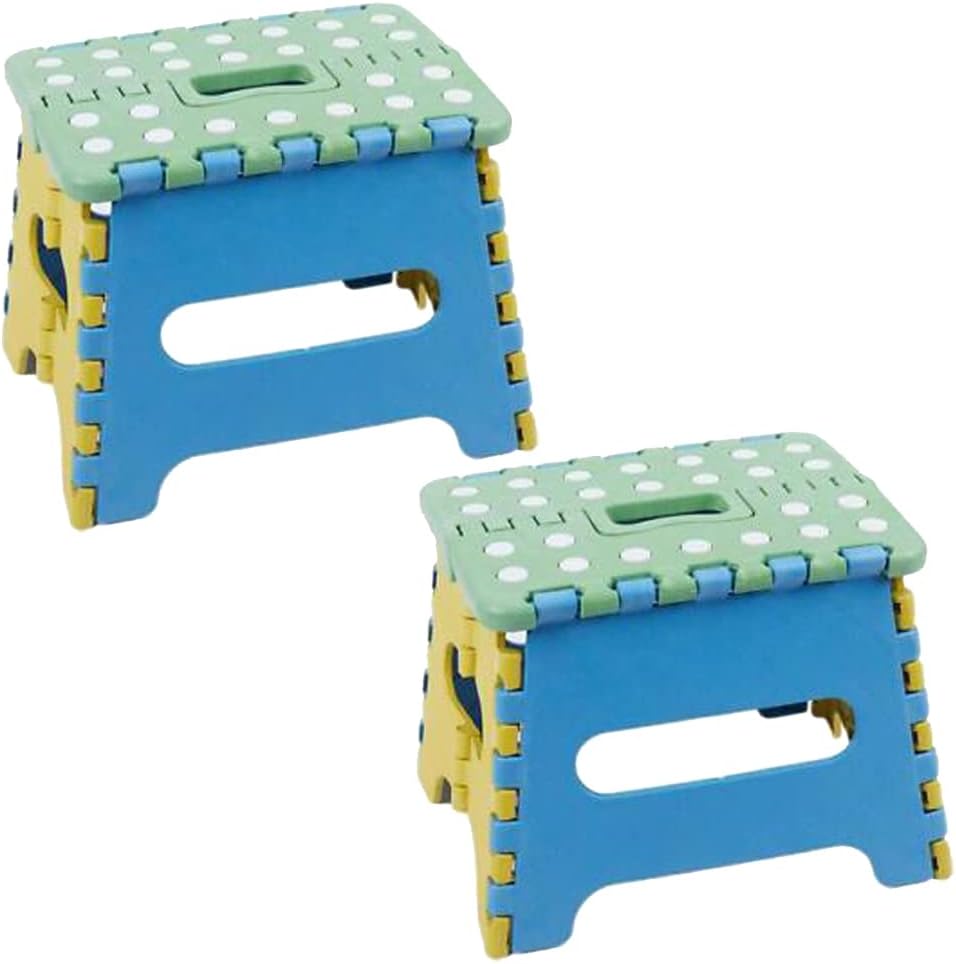 Magik 2-4 Pack Collapsible Folding Stool Anti-Slip Lightweight Kitchen Foot 7" Step (Random Color, 2 Pack)